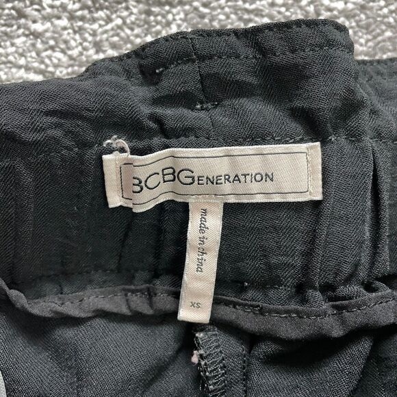 BCBGeneration Paperbag Pants womens XS Black Belted Polyester Ladies 28x25 - Picture 3 of 11